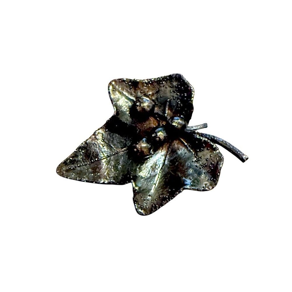 Sterling 925 Flora Danica Eggert Denmark Leaf Brooch Vintage Botanical Jewelry